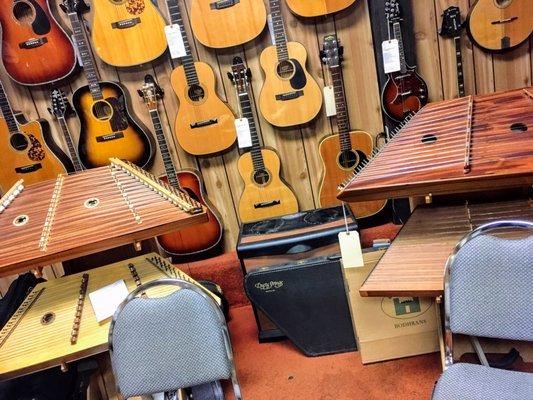 Acoustic guitars and hammered dulcimers