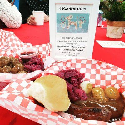 Danish sausages, Swedish meatballs, red cabbage