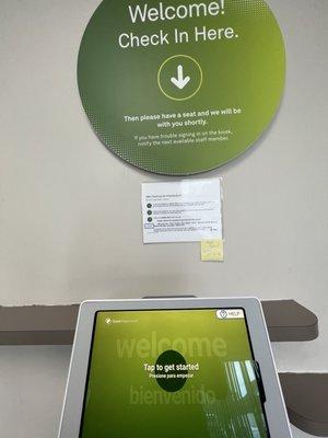 Check in kiosk