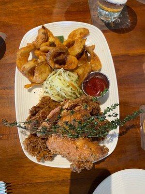 Fried chicken and fries