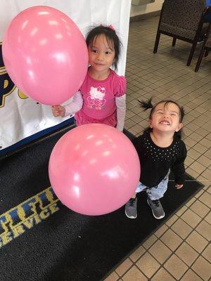 Thank u for the free pink balloon for my children