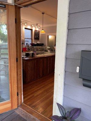 A peek in the door, where you select your yummy ice cream and coffee.