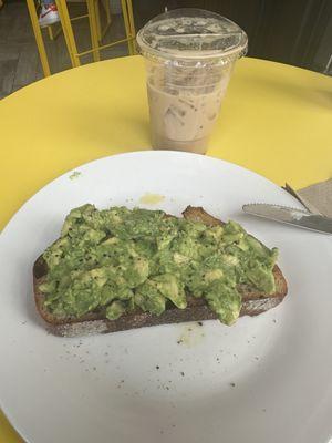 Lemon za'atar avo toast and sweet potato latte