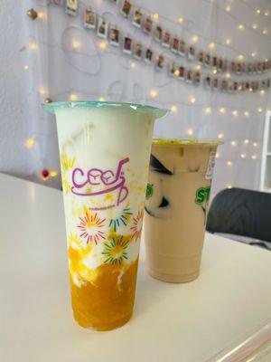 Mango Latte and Roasted Milk Tea Grass Jelly