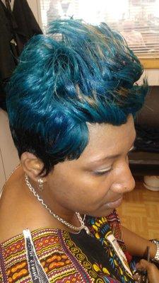 Custom color and cut pixie style