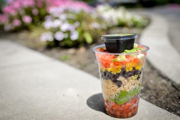 Fiesta Salad, with Lime Cilantro dressing.  Gluten free, Vegan