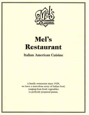 Dining room menu