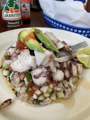 Shrimp and octopus tostada