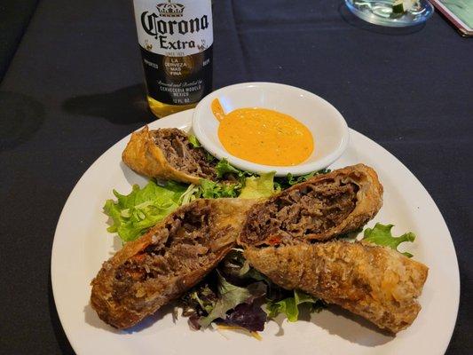 Philly cheesesteak egg rolls