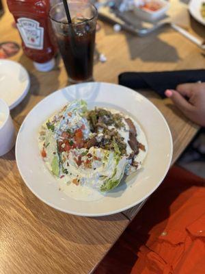 Wedge salad with steak. Tender