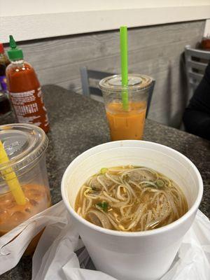 Taking Pho to go and Thai tea