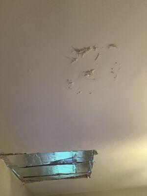 water damage on ceiling in main living space