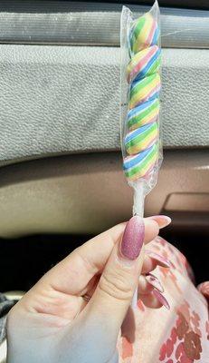 Saved this lolly from their counter for our daughter!