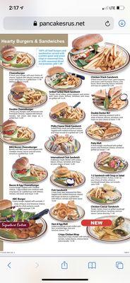 Burgers and sandwiches