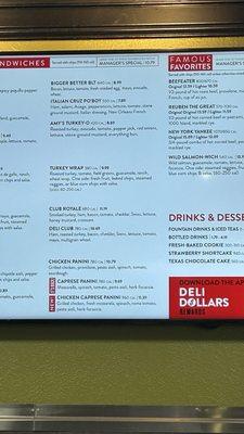 Menu as advertised