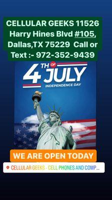 We Are Open On 4th Of July