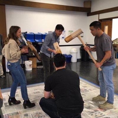 Mochi pounding at the Christ United Presbyterian Church.