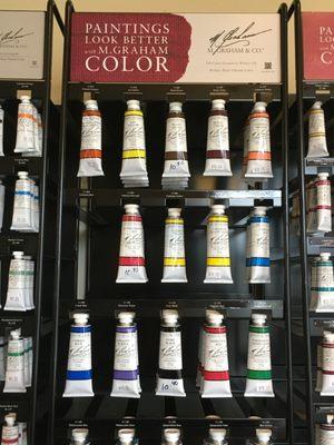 We carry Oil, Watercolor and Acrylic paints from M. Graham, an environmentally responsible paint company based in Oregon.