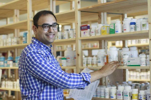 Amil, our Head of Pharmacy, at the ready to fill your prescriptions.