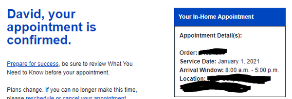 First appointment confirmation