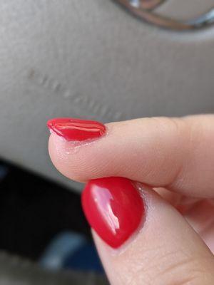 The polish doesn't even color the whole nail. What's with the weird shape?