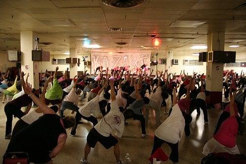 showing how classes look...we are a party house.....this is the cool down, just stretching :-)