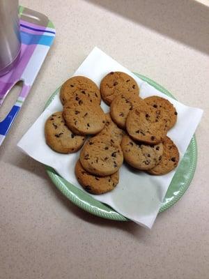 They have coffee, hot tea and freshly baked cookies waiting for their patients and their families everyday :]