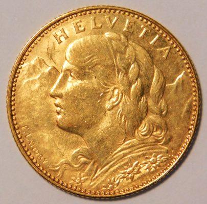 Swiss gold coin 20 Francs