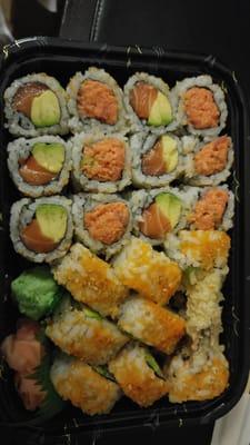 Salmon avocado roll Spicy tuna roll Shrimp tampura roll