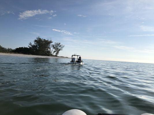 Catamaran from behind