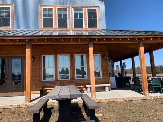 View from the outside waiting area and outdoor seating area to the right of photo.