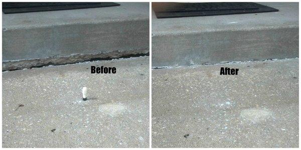 Concrete risen before and after