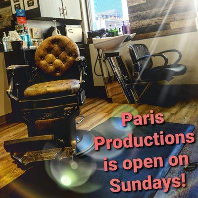 Enjoy a peaceful Sunday getting a great haircut, color, or shave. Book for your next appointment.