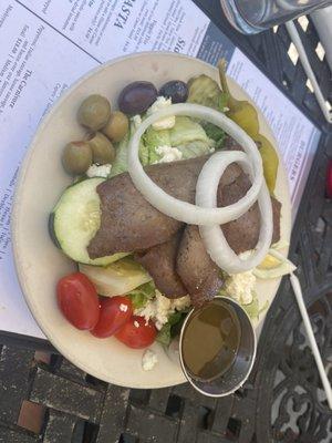 Small Greek salad, add gyro