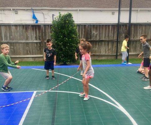 Fun on the outdoor sport court!