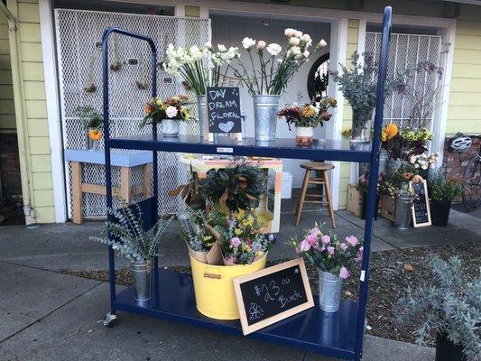 Flowers on a cart