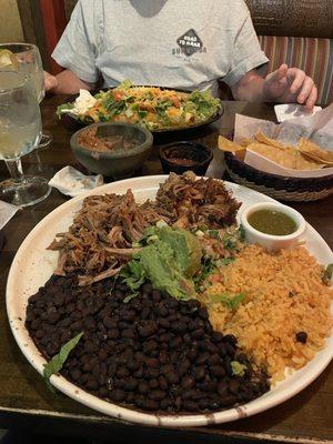 Carnitas dinner, chose black beans