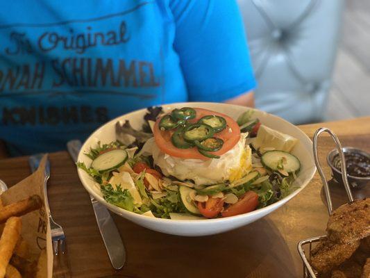 Spring Mix Salad With mushroom burger and jalo hwy