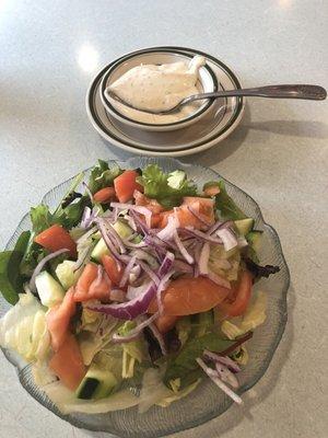 Salad with creamy ranch dressing