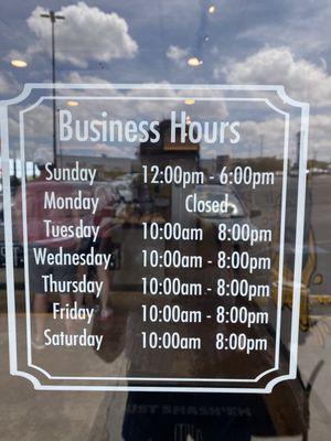 Business hours as of 5/19/23