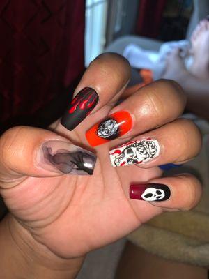 Halloween Nail Design (Left Hand)