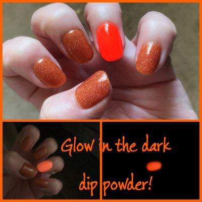 Glow in the Dark dip powder - ready for Halloween!
 Love my nails!