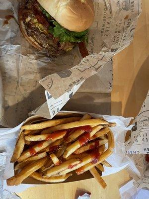 DOUBLE BACON BURGER and O'FRIES