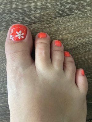 Pedicure with nail art.