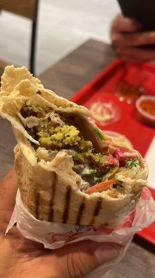 Falafel Wrap. Ask for the hot sauce on the side, it's really really hot.