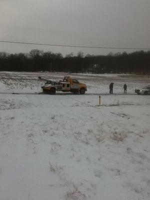 One of the trucks doing a winch out at the CFS