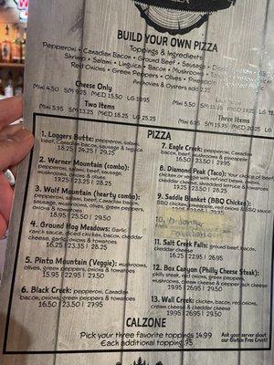 The menu