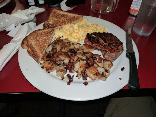 Good steak and eggs breakfast