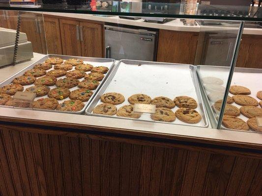 Tasty cookies in the case.