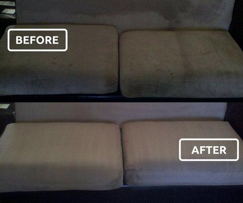 Before and After of Couch cleaning.